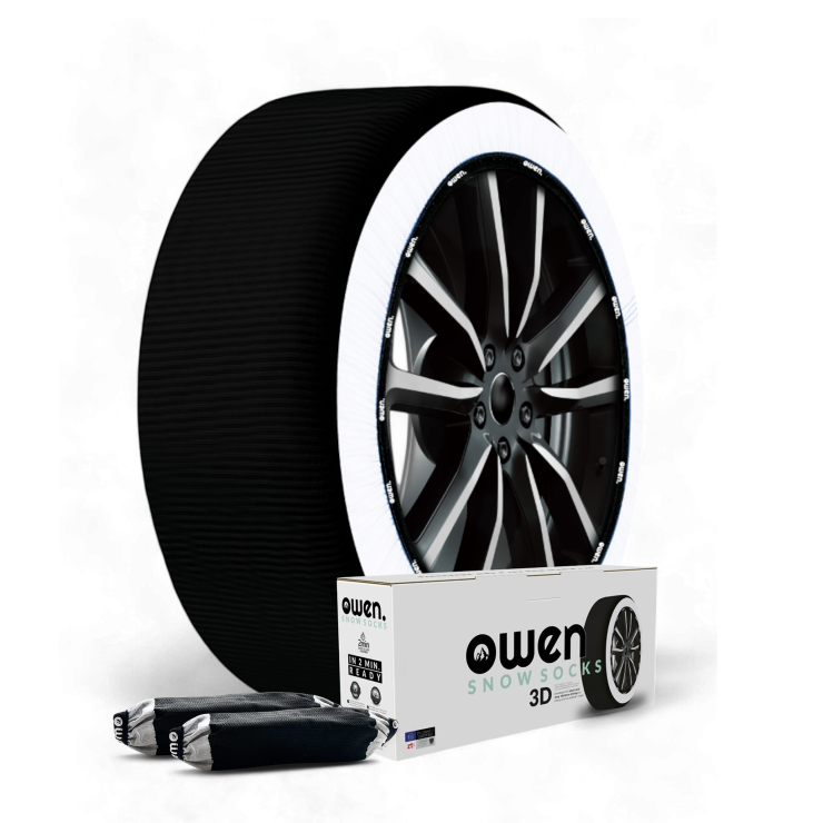 OWEN Chaînes à neige textiles / Chaussettes à neige XS - Certifié EN 16662-1 - Homologué - Lot de 2 - 3D