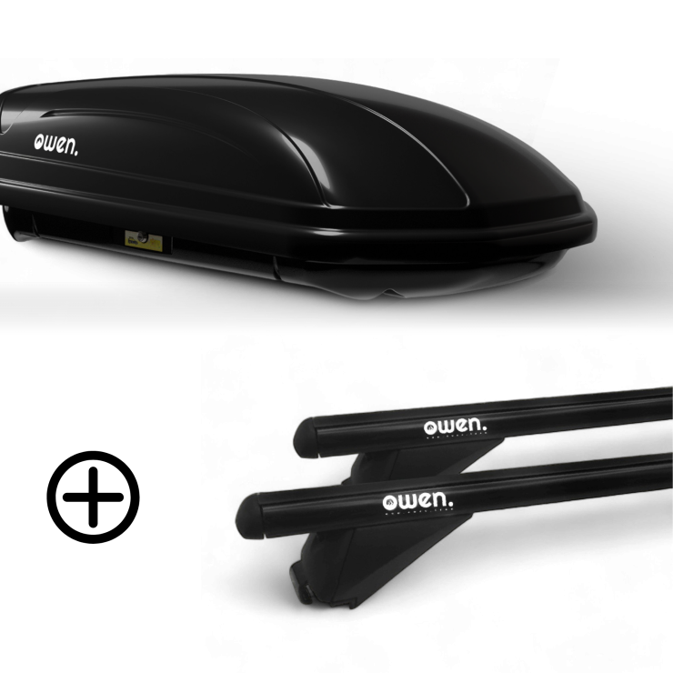 Barres de toit OWEN noires 3.0S & Coffre de toit 320L ADVANCED - Bundle