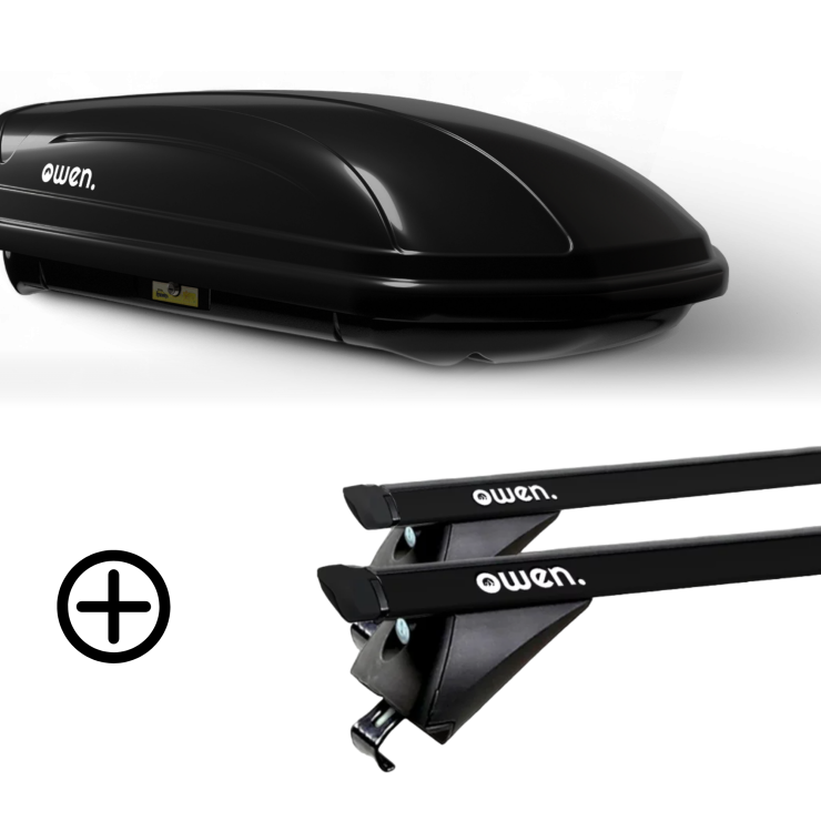 Barres de toit OWEN noires 3.0S PRO & Coffre de toit 320L ADVANCED - Bundle