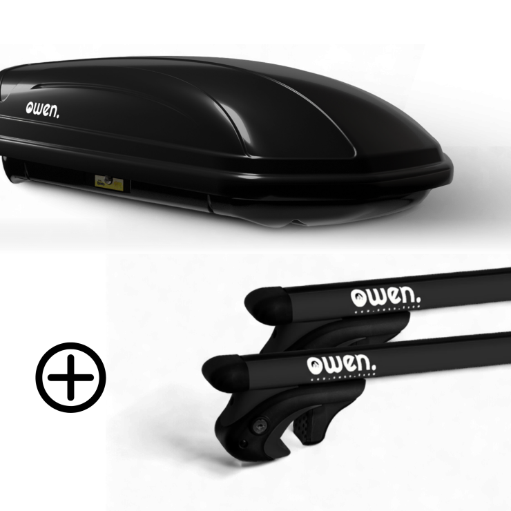 Barres de toit OWEN noires 5.0S & Coffre de toit 320L ADVANCED - Bundle