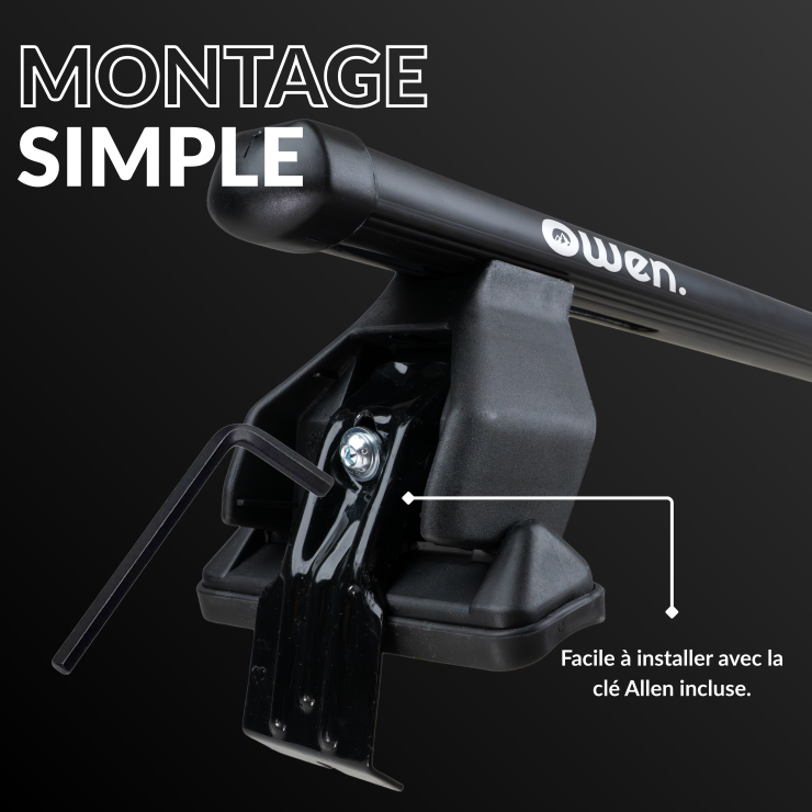 Barres de toit OWEN 6.0L pour toit sans rails (017G) - Noir