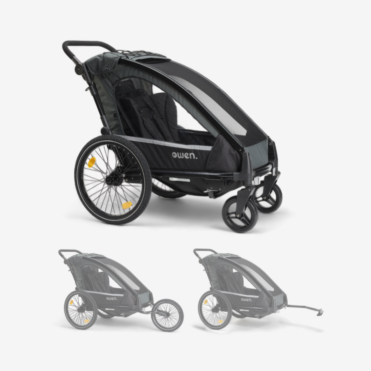 OWEN Remorque vélo pour enfants | 1 enfant | Remorque pour enfants | 360 degrés pivotant avec suspensions